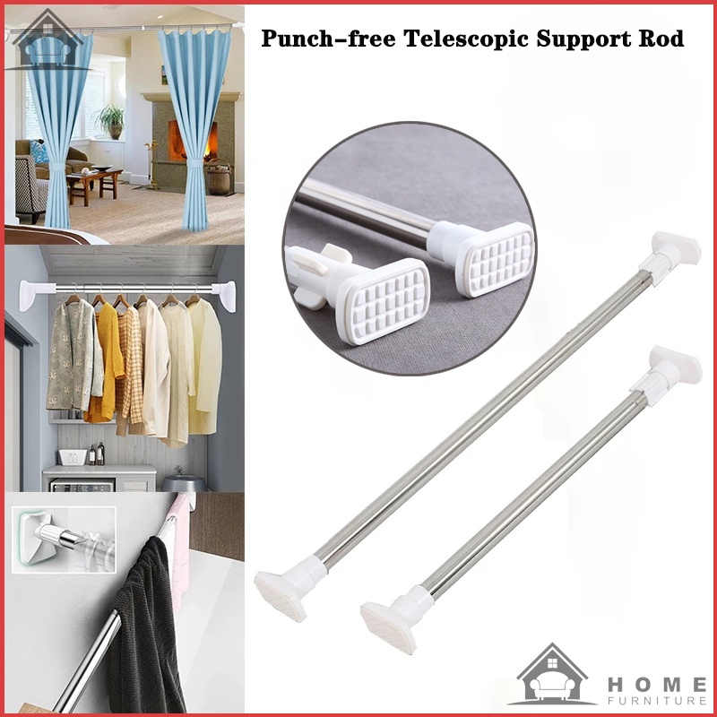 Punch-free Telescopic Clothes Rail Simple Adjustable Shower Curtain ...