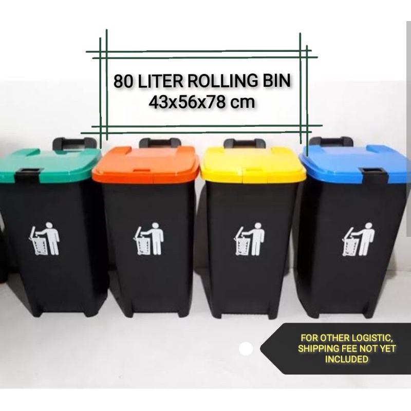 orocan rolling bin 80liter trash can with wheels basurahan (for other logistic, sf not yet