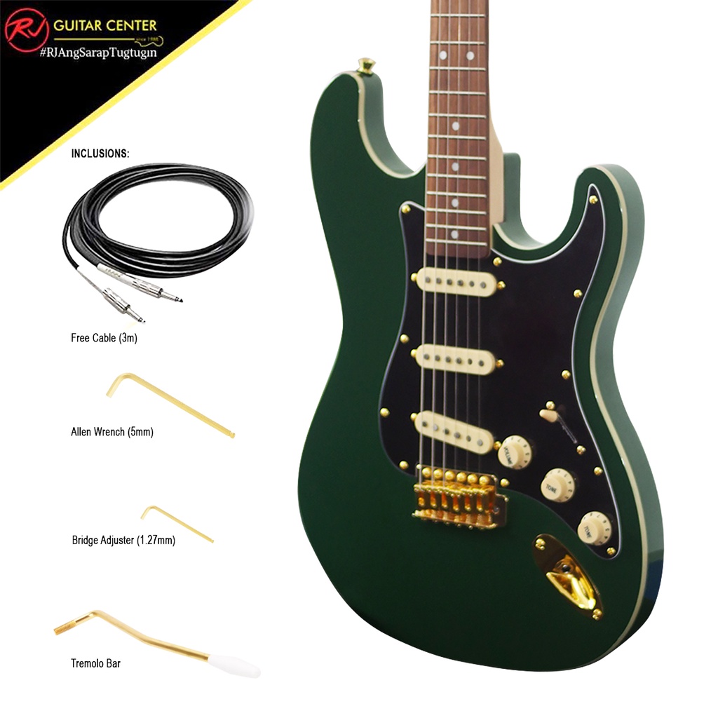 RJ Gigline Electric Guitar Special Edition Skycaster Jungle Green (Stratocaster) Shopee