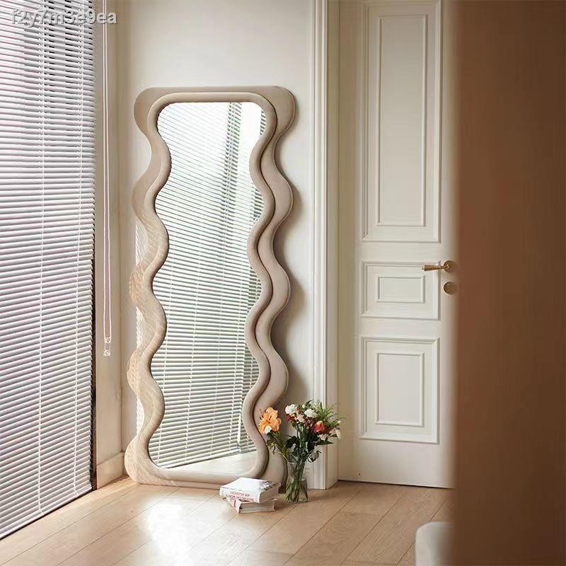 ▽Wave full-length mirror cream dressing mirror net red against the wall home bedroom living room w