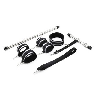 CODNEWBdsm Bondage Set Sex Handcuffs Ankle Cuffs Collar Stainless Steel Metal Spreader Bar Restrain #3