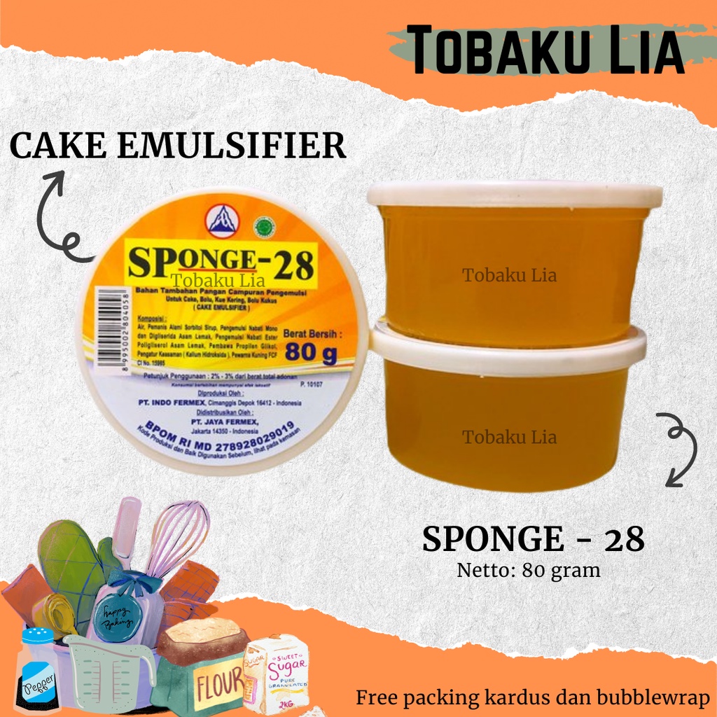 Sponge 28 EMULSIFIER Development Cake Developer Packaging 80 GR