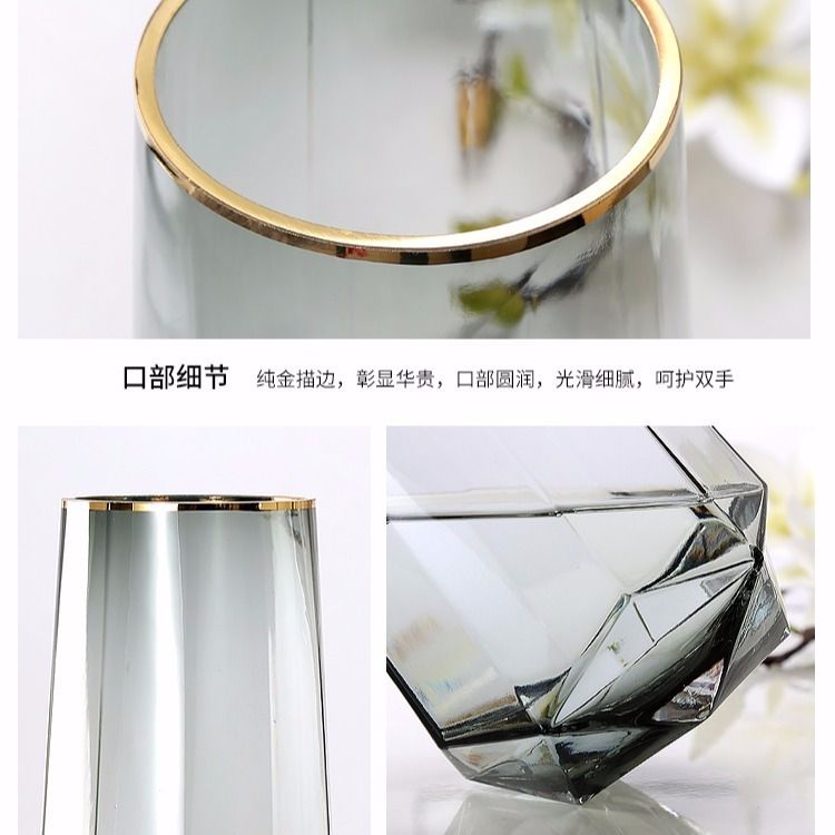 Light luxury Phnom Penh Stained Glass Vase Transparent Lily Rose Flower Arrangement Hydroponic Nordi