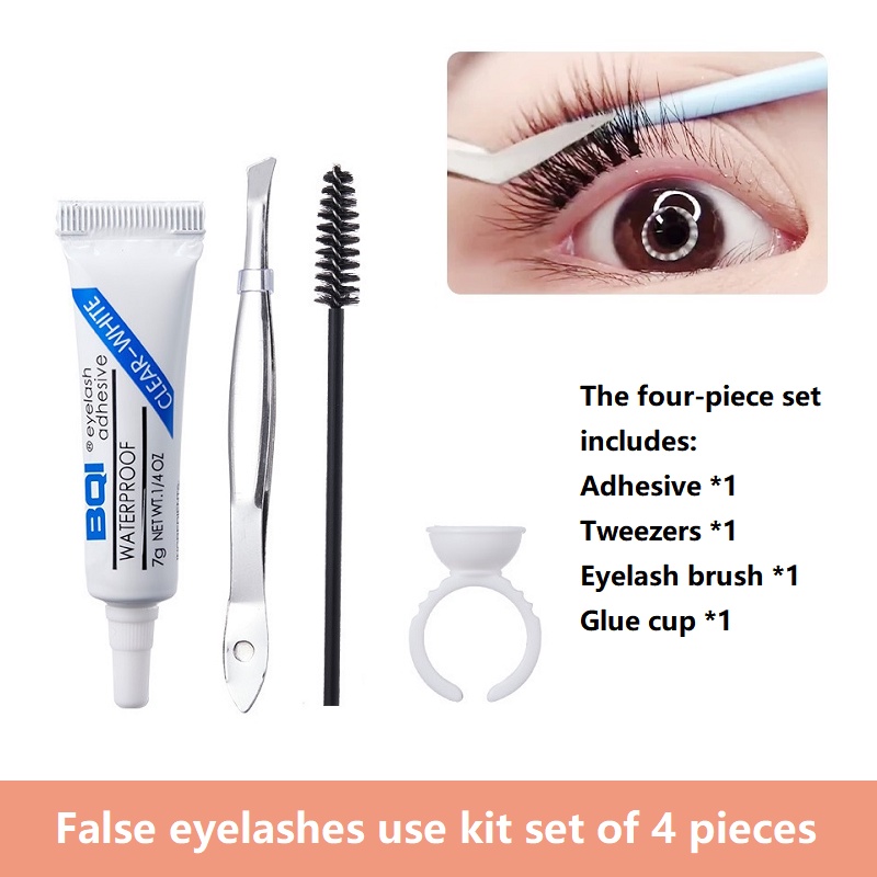 Fourpiece kit for false eyelashes, fourpiece kit for false eyelashes