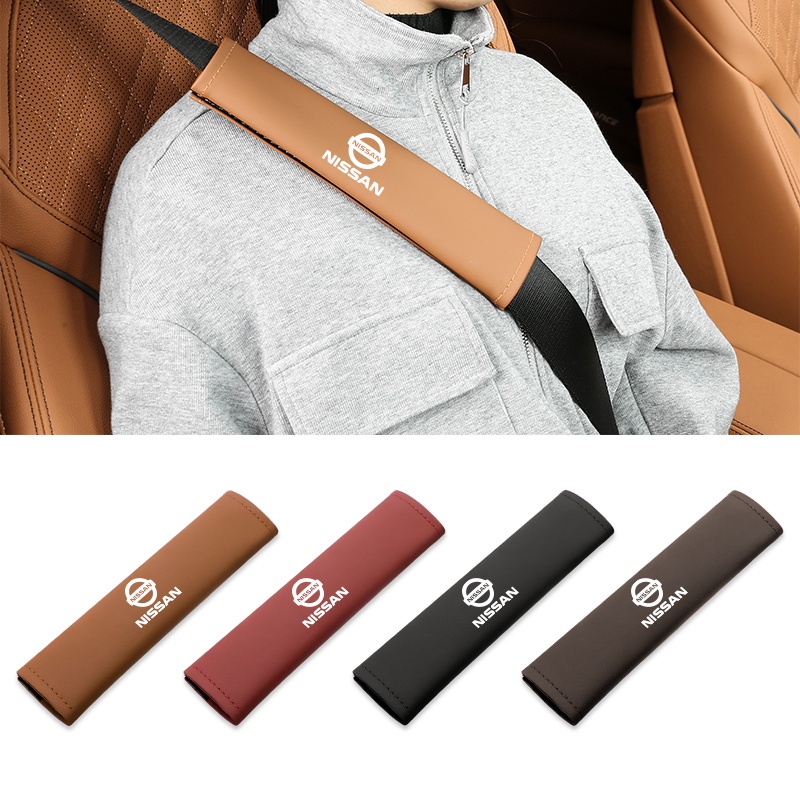 Car Seat Belt Cover Leather Safety Belt Shoulder Pads For Nissan