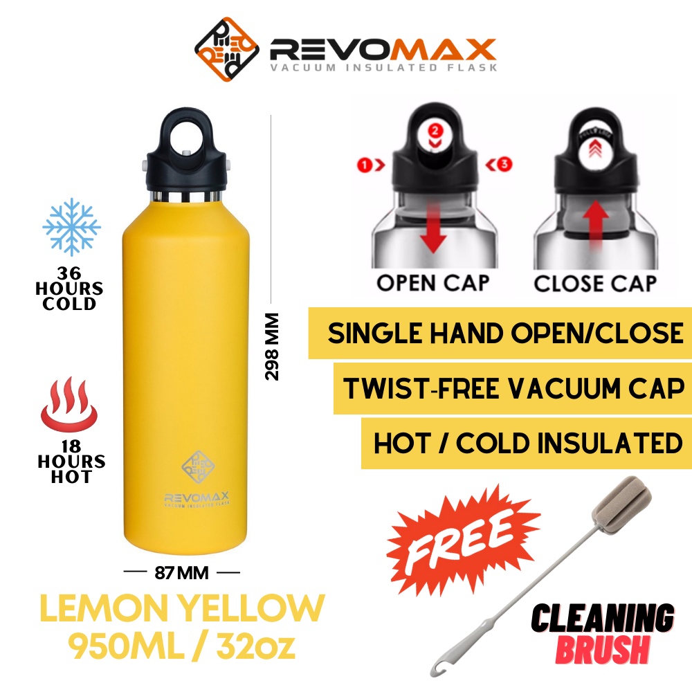 RevoMax (32oz/950ml) Vacuum Insulated Thermal Water Bottle Flask Lemon  Yellow Shopee Philippines