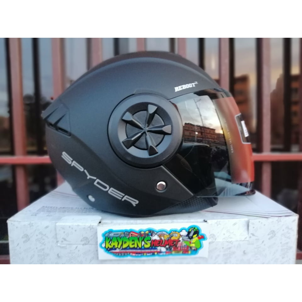 Spyder Reboot 2 MATT BLACK Half Face Single Visor Helmet FREE CLEAR