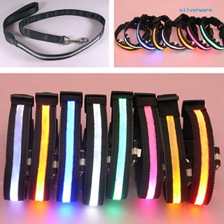 SIL-Fashion LED Dog Pet Night Safety Collar Flashing Light Up Nylon Collar Band