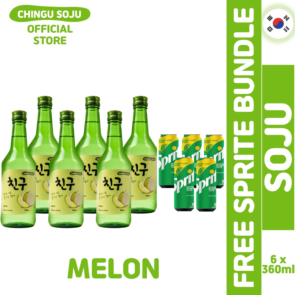 Chingu Soju Melon 360ml 6 Bottles With Free 5 Cans Sprite Shopee