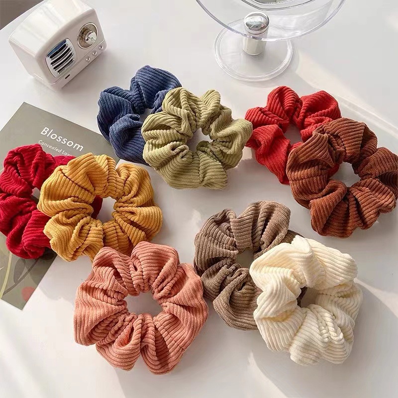 Hair Tie Rubber Band Head Korean Version Solid Color Corduroy Large