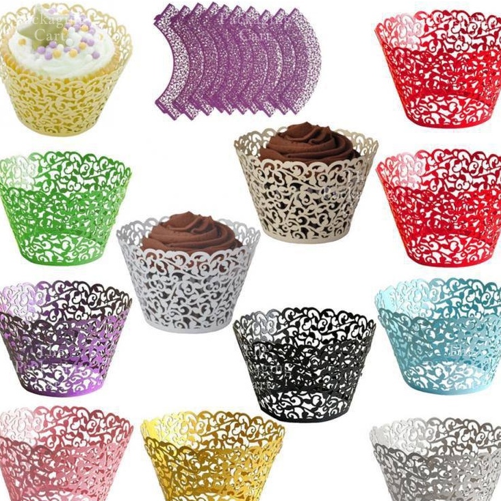 10pcs Filigree Little Vine Lace Laser Cut Wrapper Cupcake Liner