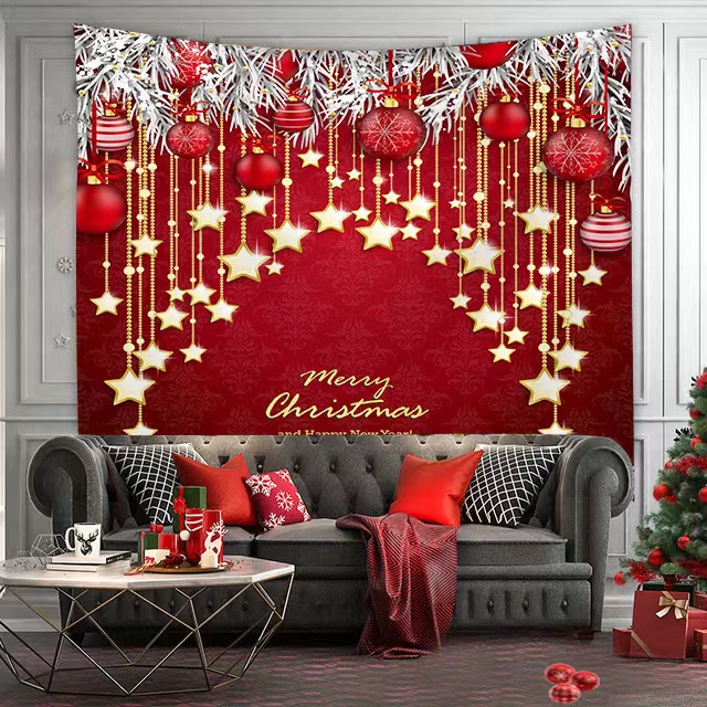 Merry Christmas Xmas Red Background Festival Balls Bedroom Living Room