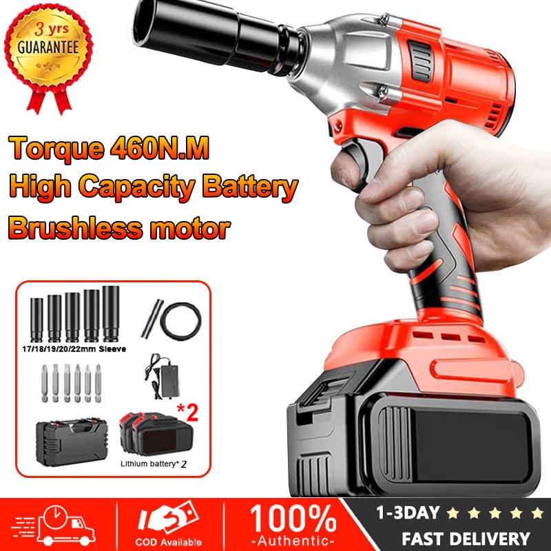 Cordless Impact Wrench Ratchet Driver High Torque Wrench LED Electric