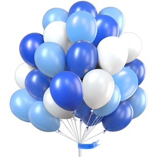 30pcs. Tri Color Metallic Balloon Set 10” - (10pcs. Royal Blue, Light Blue , White) #2