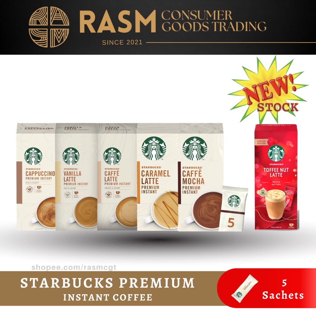 Starbucks Premium Instant Coffee Sachets 5x22g Cappuccino, Vanilla