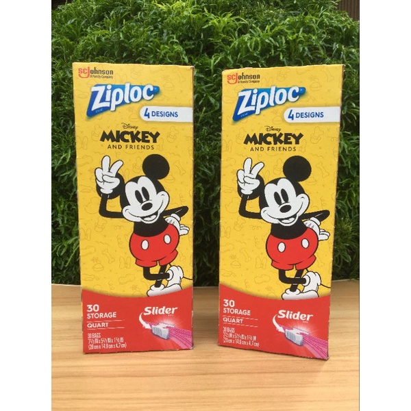 ZIPLOC Disney Mickey/Pixar Storage Slider Bags Quart 30's Shopee