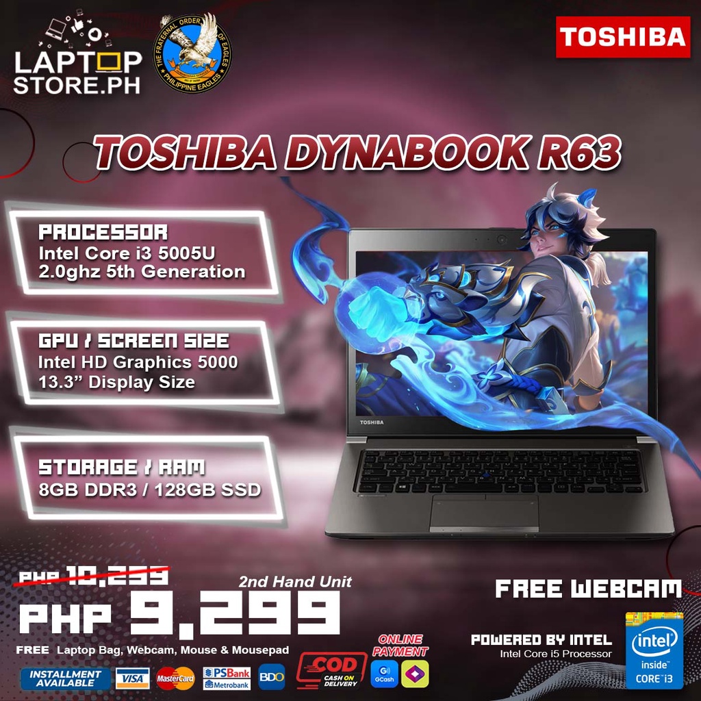 Laptop Toshiba Dynabook R P Intel Core I U Th Gen Gb Ddr