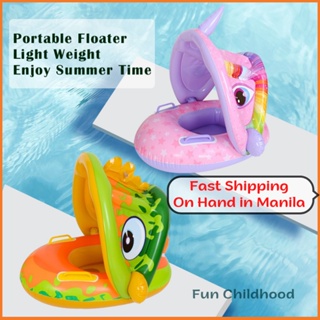 Pink Unicorn Kids Floater Inflatable Swimming Ring Green Dinosaur Baby Boat Salbabida with Removable Sunshade