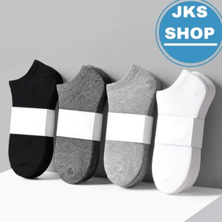 JKS 5Pairs Men's Socks Cotton Plain Black/White/Grey Korean Summer Breathable Ankle Socks