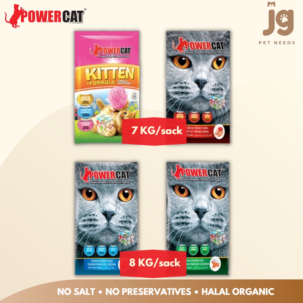 Powercat Kitten Cat Dry Cat Food 7KG/8KG Halal Organic Cat Food Pet