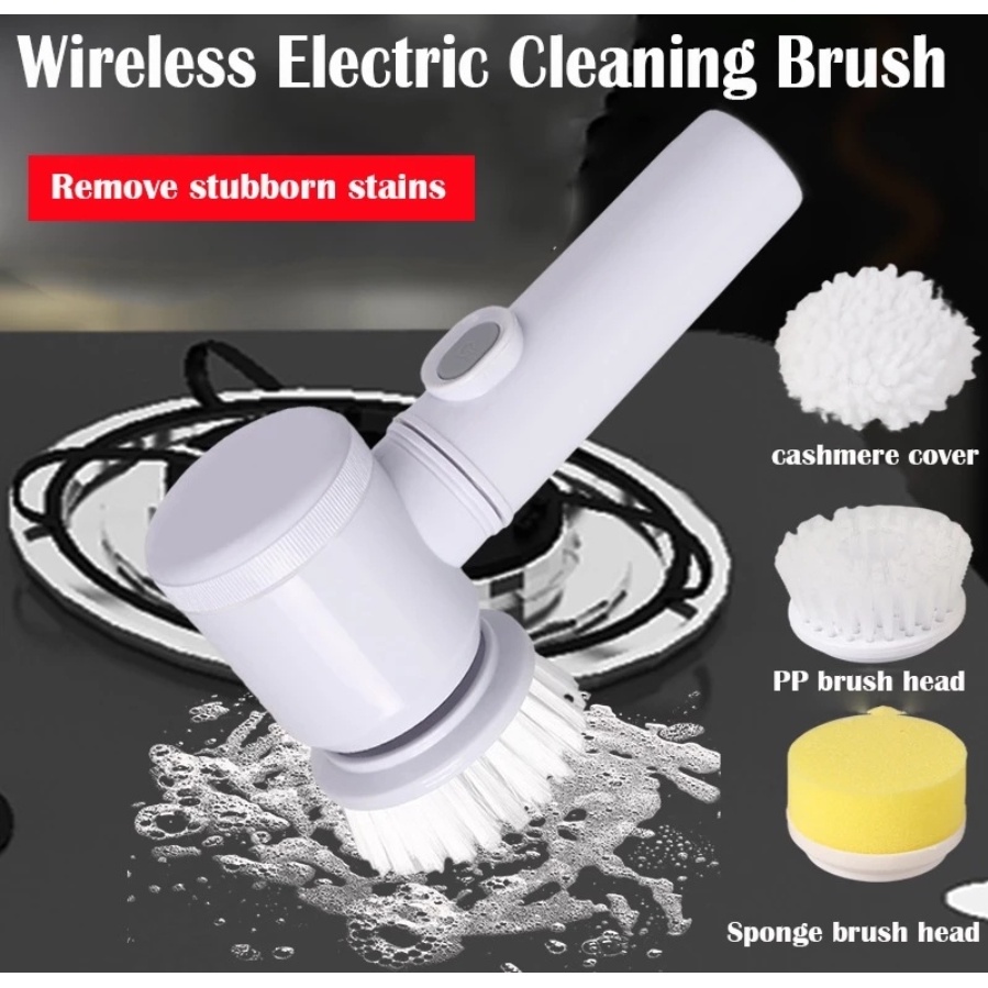 5 in1 Handheld Electric Brush Cleaning Brush Kitchen Bathroom Sink Cleaning Tool 3 Brush Head