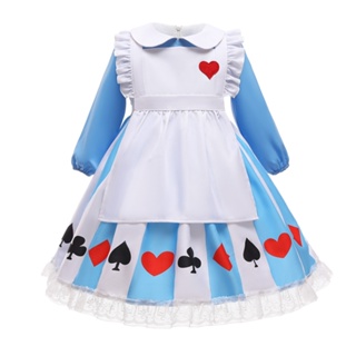  2pcs Fancy Girls Princess Alice Lolita Dress Kids Birthday Party Spanish Palace Retro Maid Costume  #3