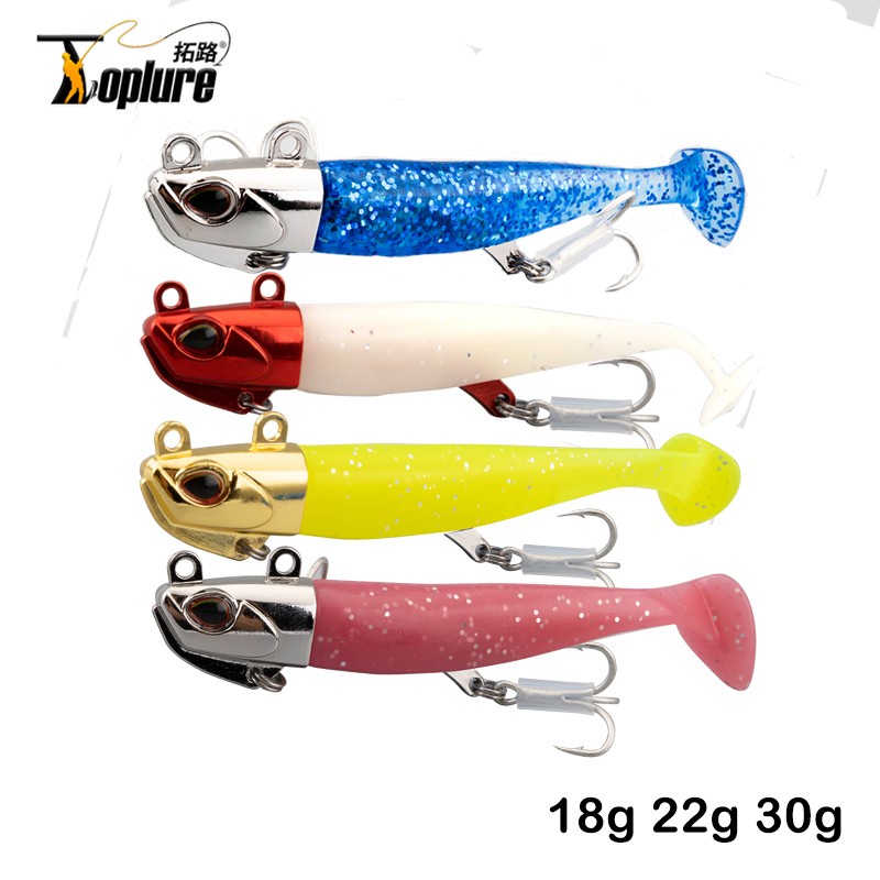 TL 5pcs/box 18g/22g/30g Fishing lure Metal jig Head Vbration Soft lure TTail Flounder Seabass