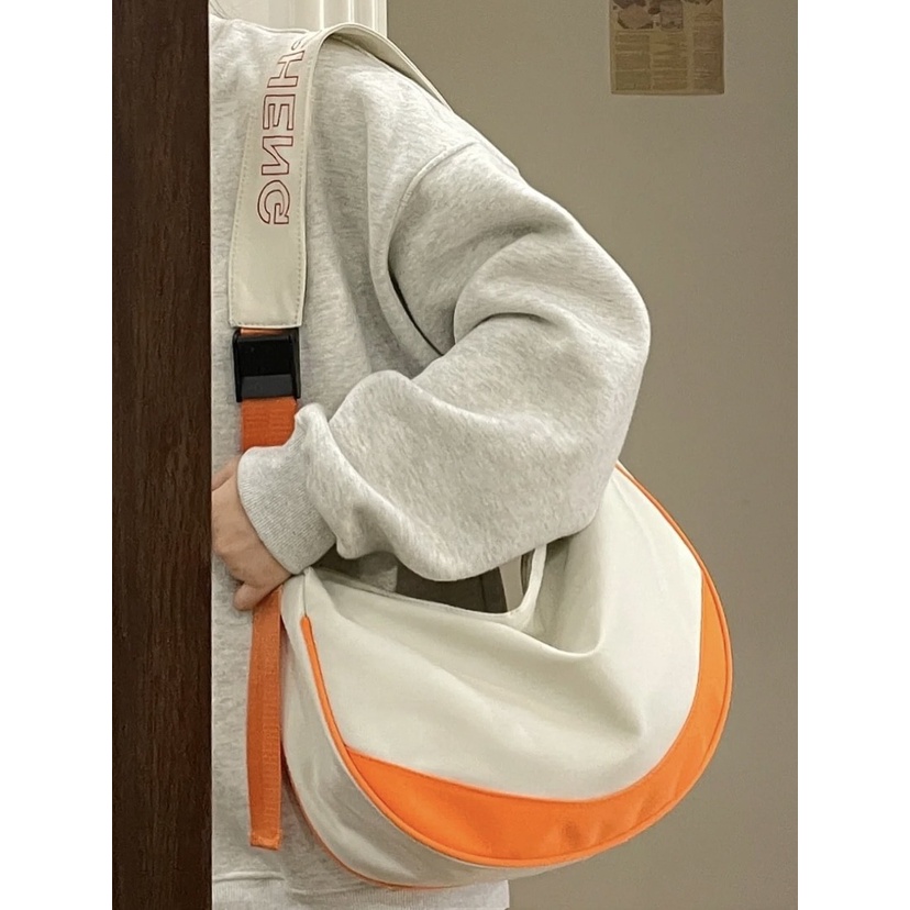 Summer Orange Sports Bag Nylon One Shoulder Large Capacity Tote Bag