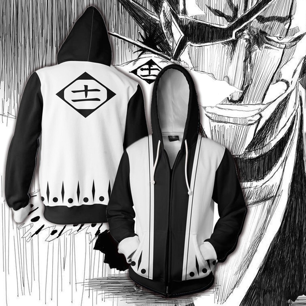 Men's Casual Zip Up Hoodie Sweater Jacket From Bleach Kenpachi Zaraki 11th 3D Printed #8
