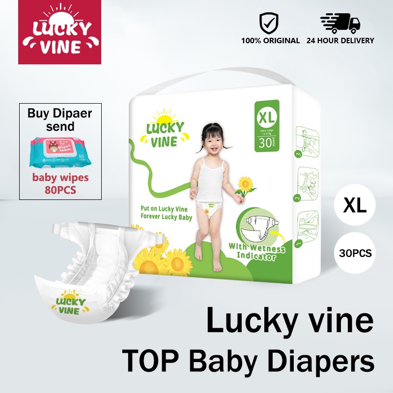 Baby Diaper Disposable Newborn Tape Diaper Size XL(12-17kg)30Pcs Send Baby wipes More and Cheaper
