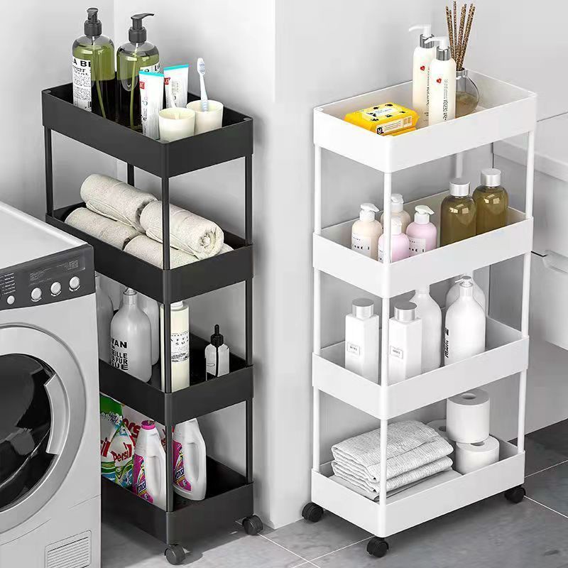 4 layer Bath Rack Bathroom Shelves Rolling Trolley Kitchen Organizer ...