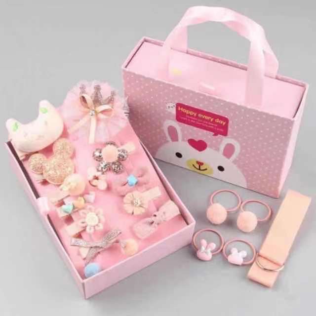 Set of 18pcs Kids Hair Accessories Barrettes clips Baby Girls Headdress Gift with Paperbagnew