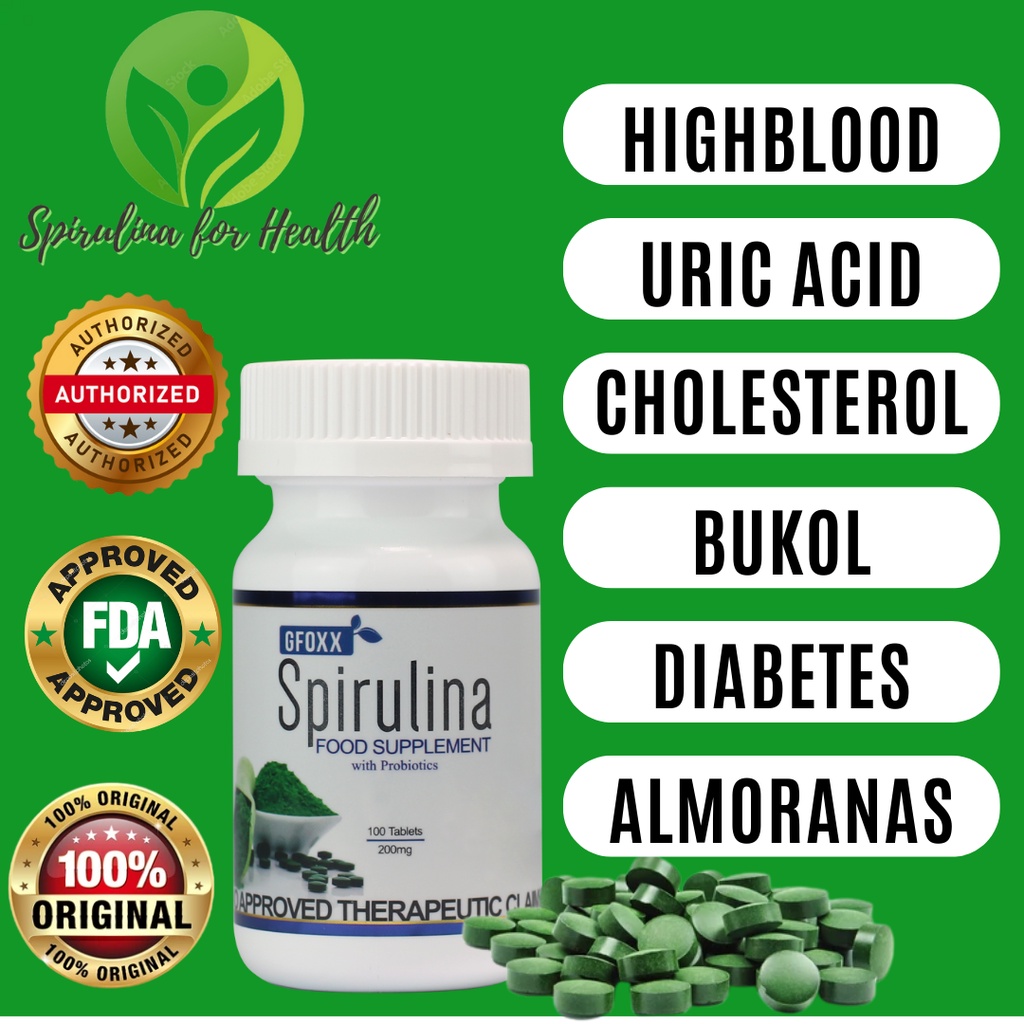 GFOXX Spirulina Food Supplement with Probiotics (100 tablets) Shopee