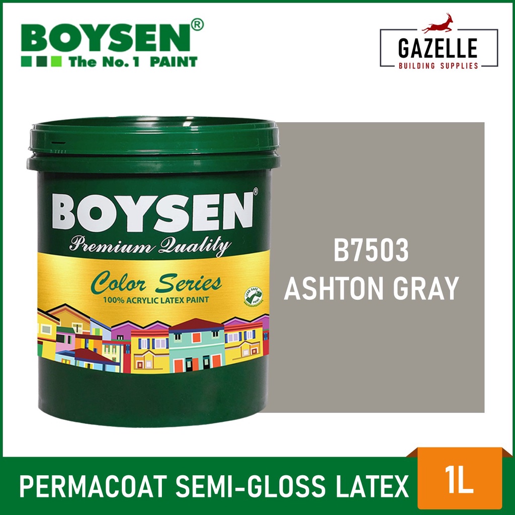 Boysen Color Series Permacoat Semi-Gloss Latex Paint Ashton Gray B7503 ...