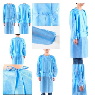CODln stockA10 pieces Isolation Gown Suit Blue WaterProof Disposable PPE Bunnysuit Non Woven - Blu #9