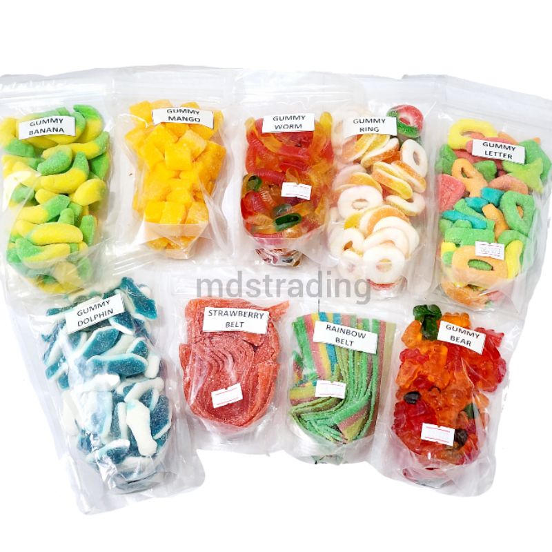 Gummy Candies Jellybean Cola Worms Banana Caterpillar Bear Dolphin Gummies Candy Gummi Bear