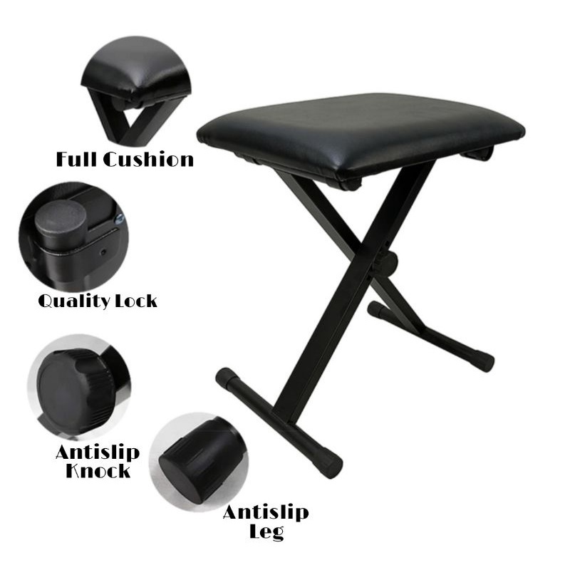Adjustable Liftable Metal Rack Folding Piano Stool Padded Cushion Piano