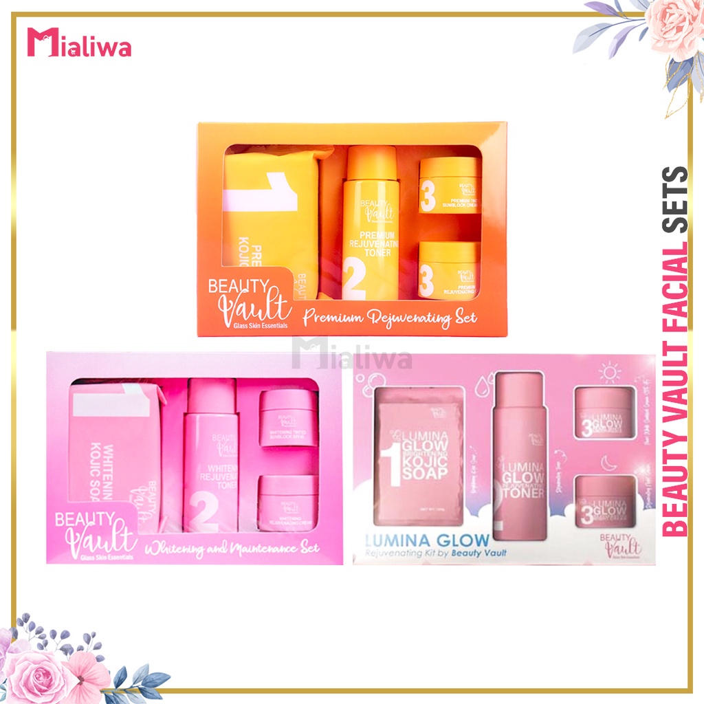 Beauty Vault Rejuvenating Set, Maintenance, Lumina Glow Pampaputi, Kojic Toner Sunscreen Night Cream