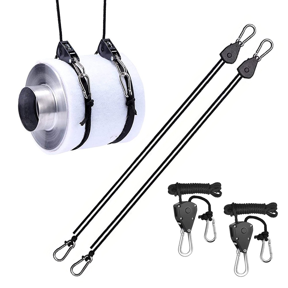 Adjustable Rope Ratchet Grow Light Fixture Rope Plant Hanger for Double