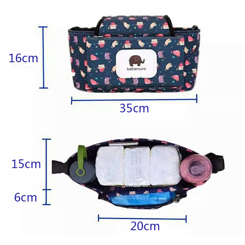 ┅Diaper bag Cartoon Baby Stroller Bag Organizer Bag Nappy Diaper Bags Carriage Buggy Pram Cart Bask