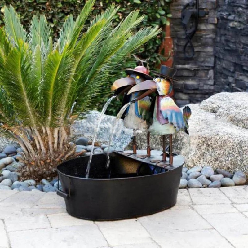 Fountain Yard Art Decoration Rooster Crow Owl Flowing Water Fountain Resin Craft new R&9K