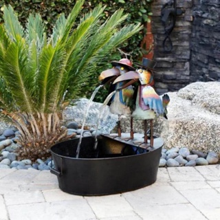 Fountain Yard Art Decoration Rooster Crow Owl Flowing Water Fountain Resin Craft new R&9K #3