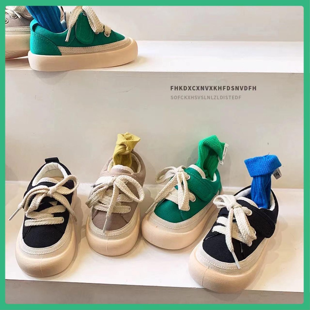 Three Seasons Canvas Shoes Children Korean Casual Boys Soft-Soled Cloth Girls Ugly Cute Color Matching Velcro Sneakers