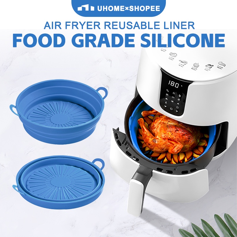 Foldable Air Fryer Silicon Liners Reusable Round Airfryer Oven Silicone ...