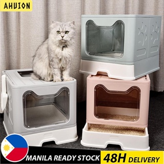 cat cage with litter box Foldable Cat Litter Box Foldable Enclosed Top-entry Cat Litter Box With Dr