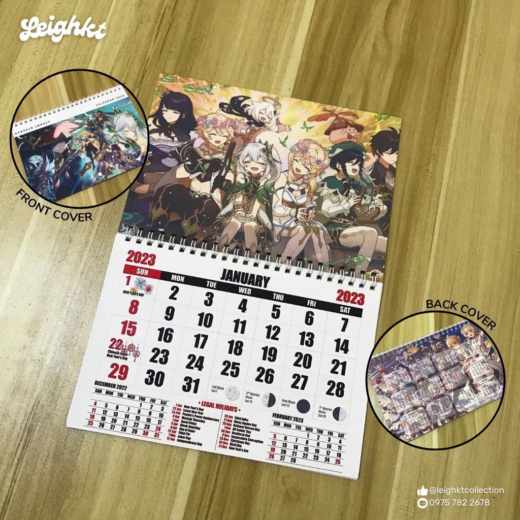 2023 Wall Calendar A4 Anime Genshin Impact Calendar Leighkt