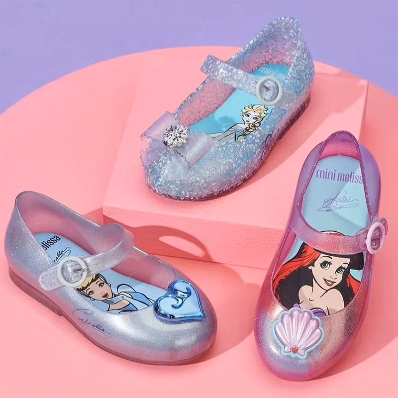 Mini Melissa Frozen Elsa bow Mermaid Girl's Jelly shoes with box OEM(1