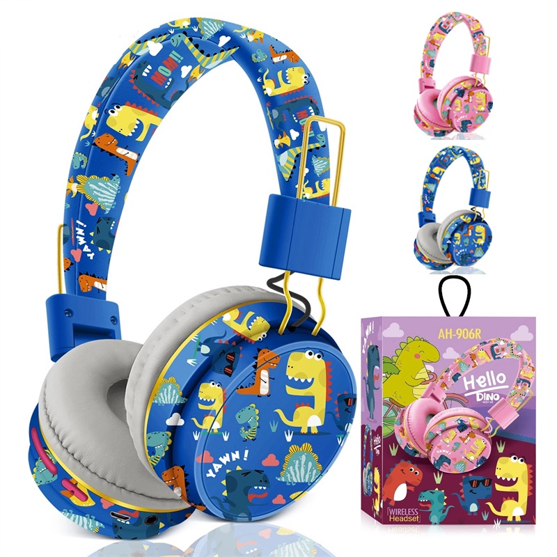 Kids Dinosaur Headphones Wirless Bluetooth Headset with Mic Stereo