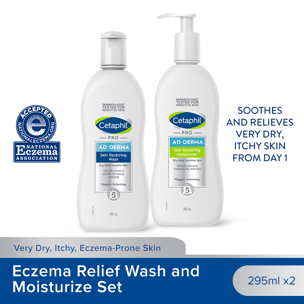 Cetaphil Eczema Relief Wash and Moisturize Set (Pro AD Derma Wash 295ml