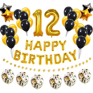 ln stockNEW▣38pcs Rose Gold Balloons 12th Happy Birthday Party Decorations 12 Years Twelve Old Boy #3